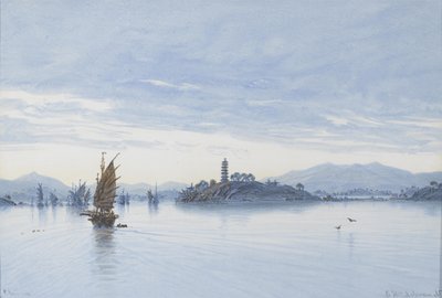 View on the Pearl River, Macao by Eduard Hildebrandt